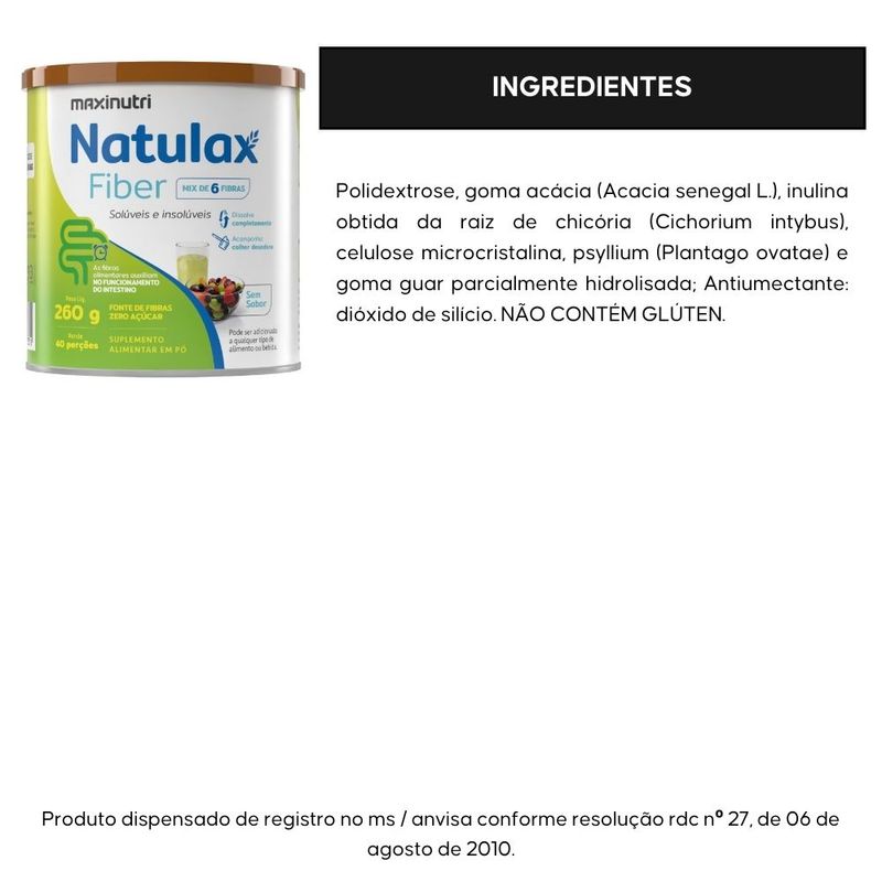 KIT 2X Natulax Fiber - Mix de Fibras - 260g - Maxinutri