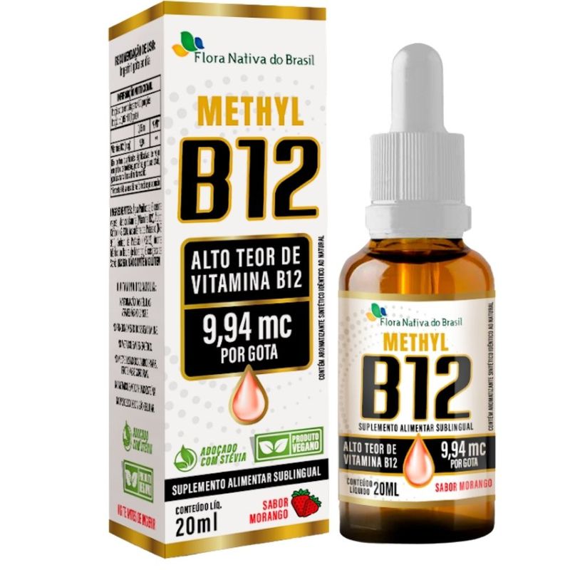 KIT Vitamina B12 Sublingual - Metilcobalamina UVA e Morango - Flora Nativa