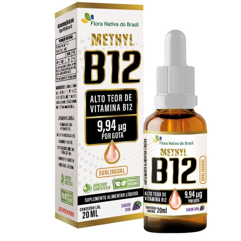 KIT Vitamina B12 Sublingual - Metilcobalamina UVA e Morango - Flora Nativa