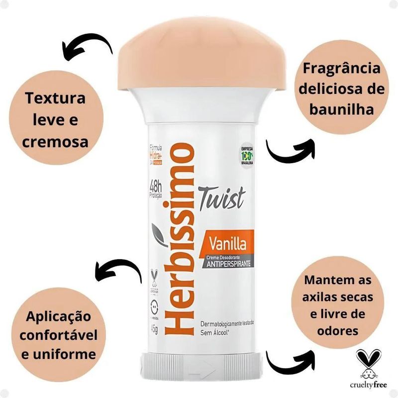 Desodorante Creme Herbíssimo Twist Vanila - 45g