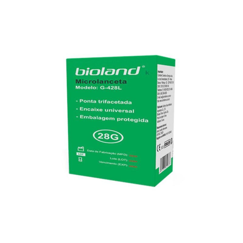 Microlanceta G-423L Bioland - Caixa com 100 Unidades - Universal