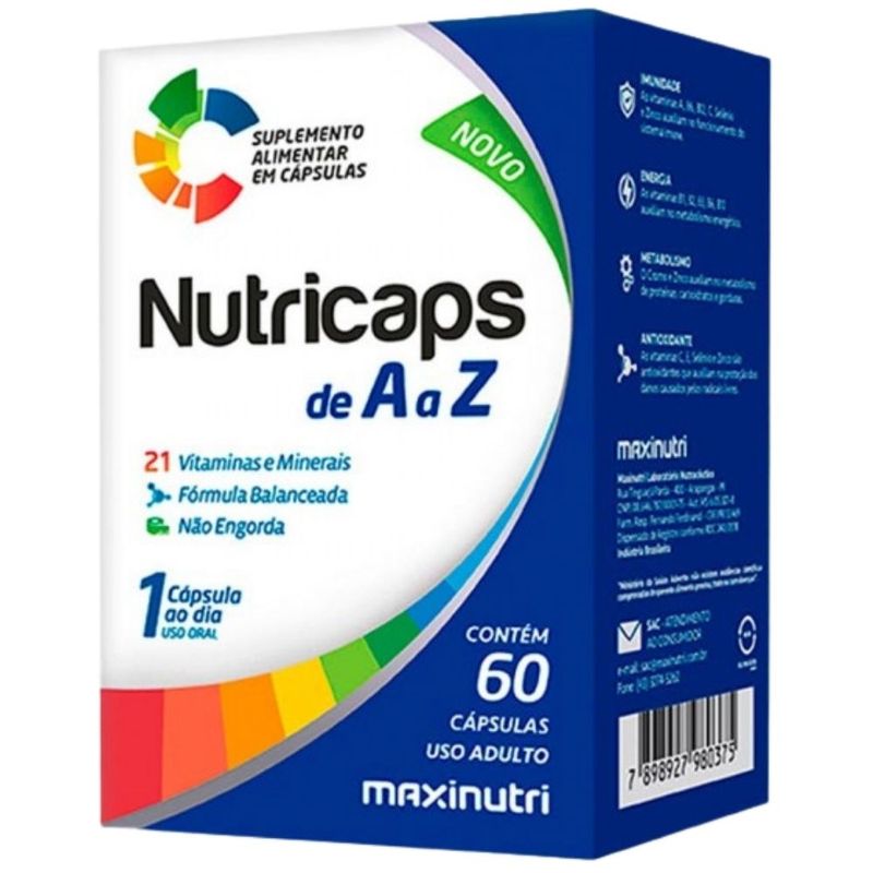 Nutricaps A-Z Polivitamínico - Maxinutri - 60 Cápsulas