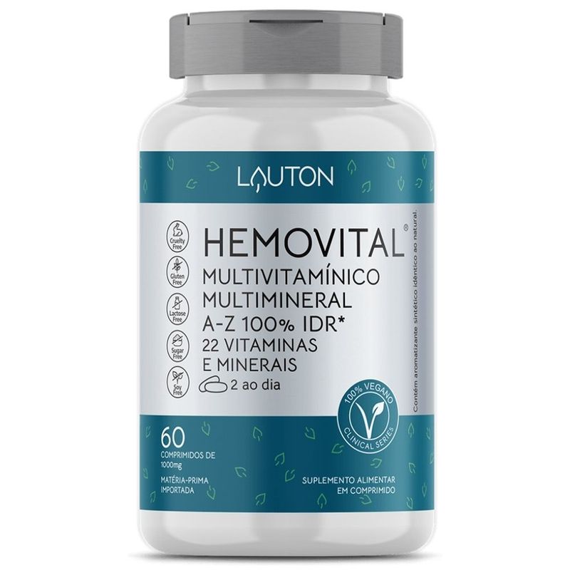 Kit 3x Hemovital Multivitamínico 60 Comprimidos - Lauton