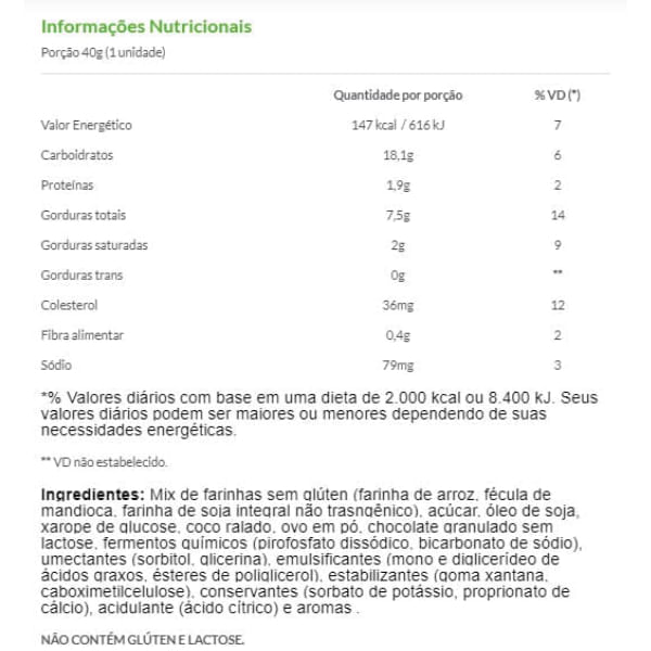 Muffin Coco e Chocolate - Belive 40g