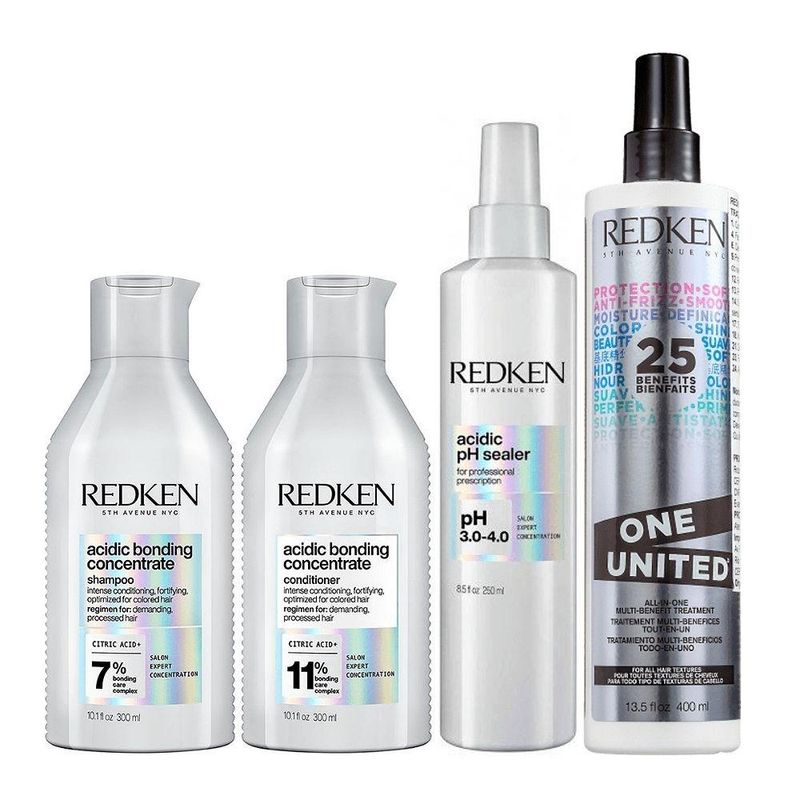 Redken Acidic Bonding Concentrate Duo Pequeno + pH Sealer 250ml + Redken One United 25 Benefits Leave-in 400ml