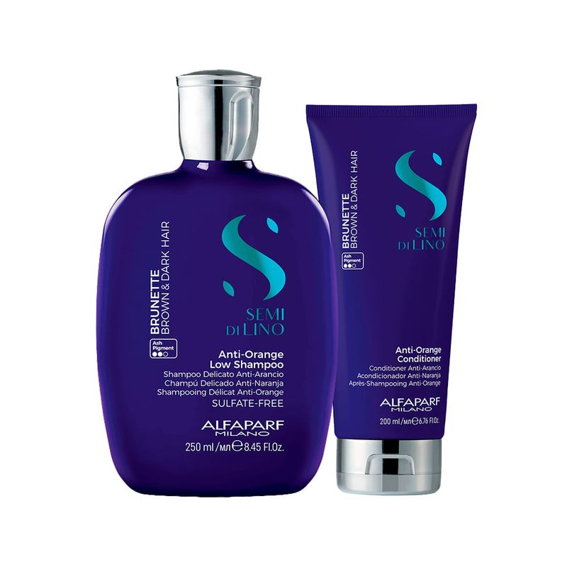 Kit Alfaparf Milano Semi Di Lino Brunette Anti-Orange - Shampoo 250ml + Condicionador 200ml