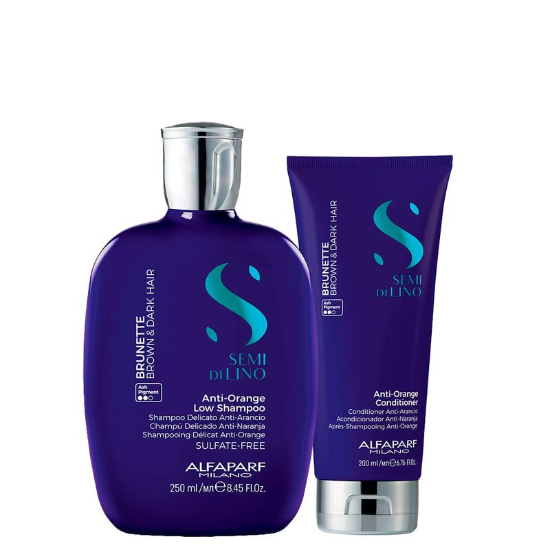 Kit Alfaparf Milano Semi Di Lino Brunette Anti-Orange - Shampoo 250ml + Condicionador 200ml