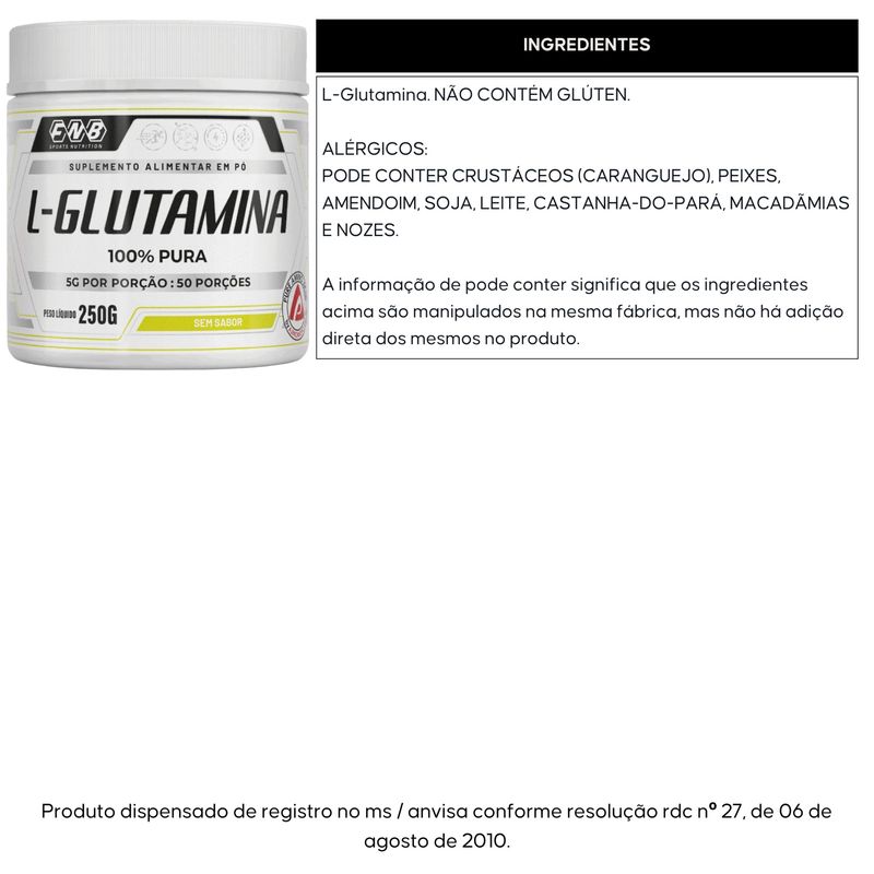 Kit 3x L-Glutamina 100% Pura - 250g - FNB Sports