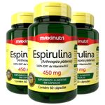 Kit 3x Espirulina 450mg - 60 Cápsulas - Maxinutri