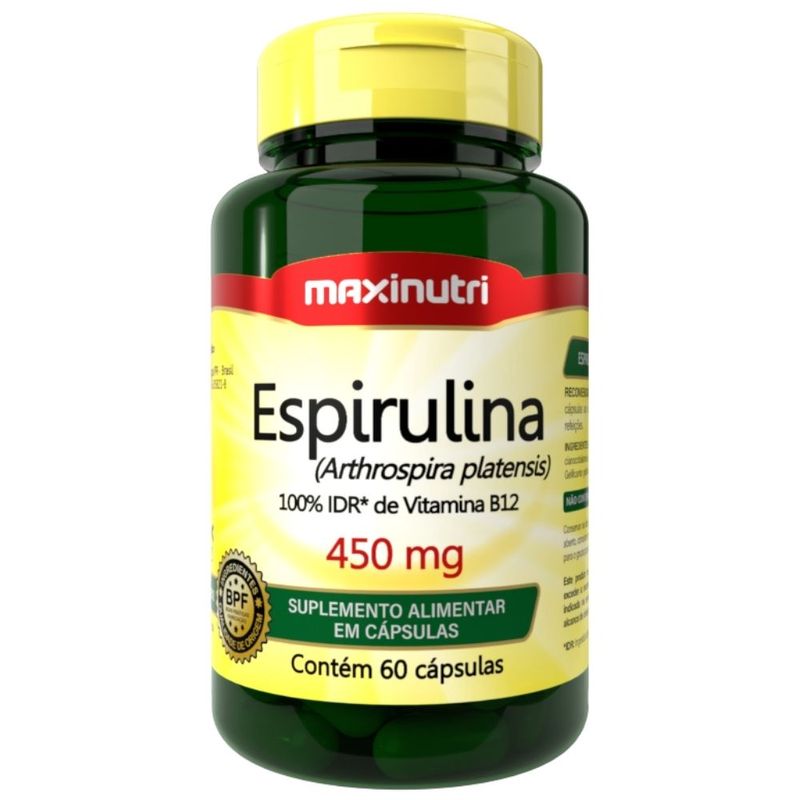 Espirulina 450mg - 60 Cápsulas - Maxinutri