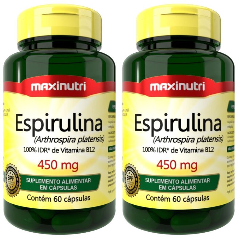 Kit 2x Espirulina 450mg - 60 Cápsulas - Maxinutri