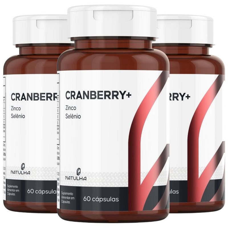 Kit 3x Cranberry com Zinco e Selênio - 60 Cápsulas - Natulha