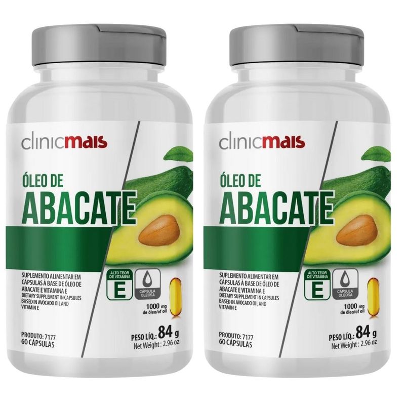 Kit 2x Óleo de Abacate com Vitamina E 1000mg - 60 Cápsulas - Clinicmais