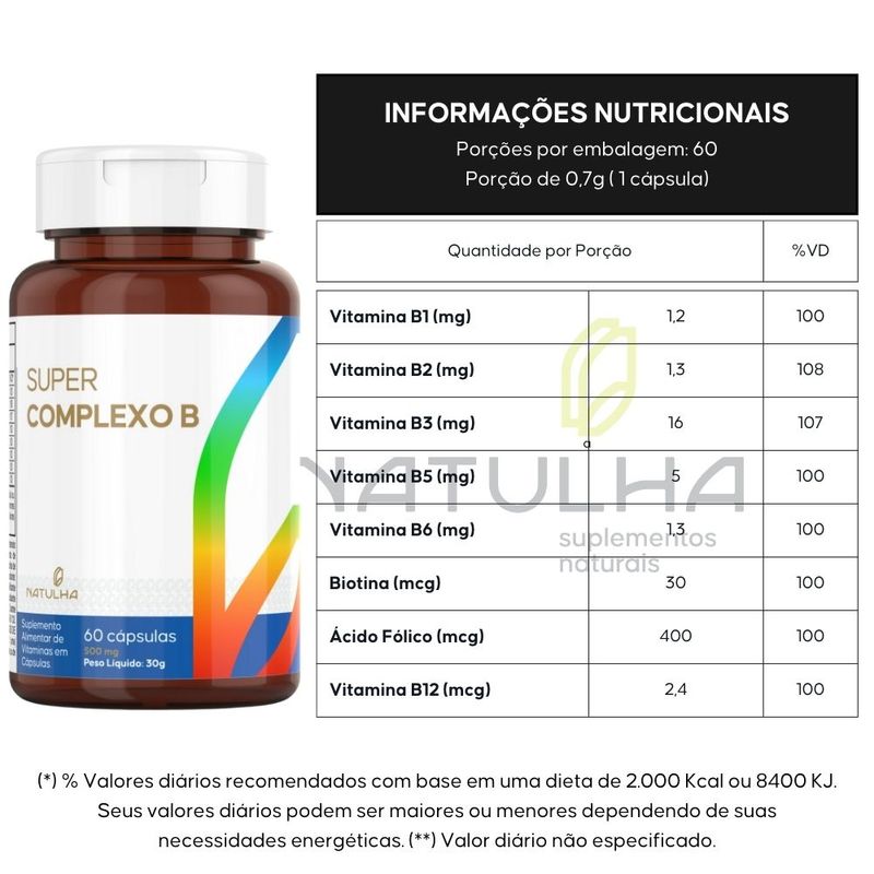 Kit 3x Super Complexo B - 60 Cápsulas - Natulha