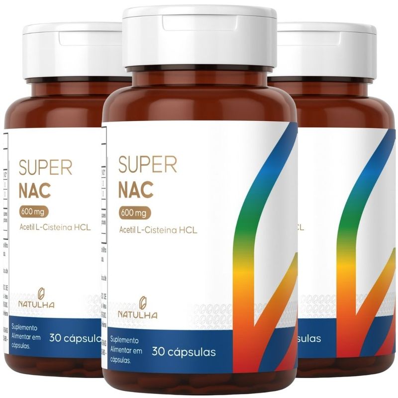 Kit 3x Super NAC Acetilcisteína HCL 600mg - 30 Cápsulas - Natulha