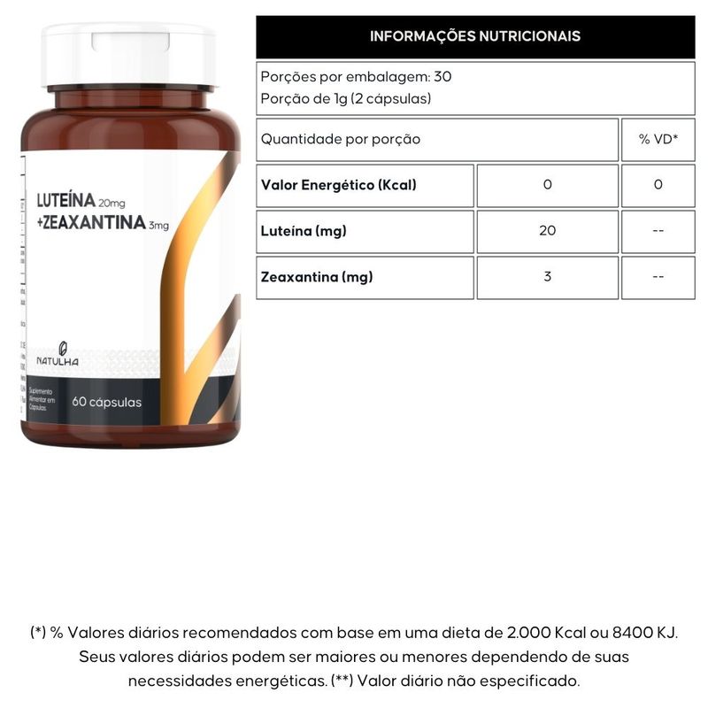 Kit 2x Luteína + Zeaxantina - 60 Cápsulas - Natulha