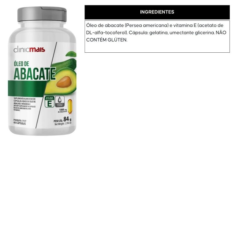 Kit 3x Óleo de Abacate com Vitamina E 1000mg - 60 Cápsulas - Clinicmais