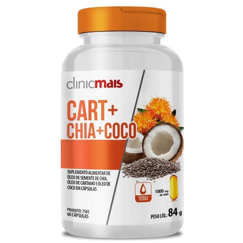 Cártamo + Chia + Coco 1000mg - 60 Cápsulas - Clinicmais
