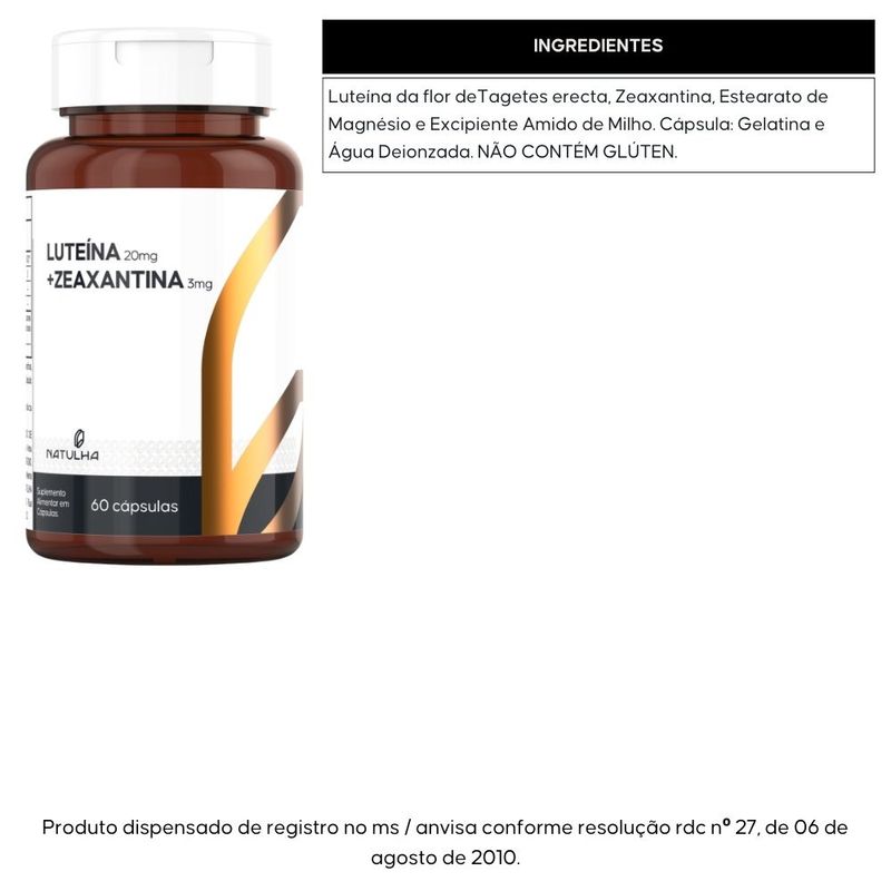 Kit 3x Luteína + Zeaxantina - 60 Cápsulas - Natulha