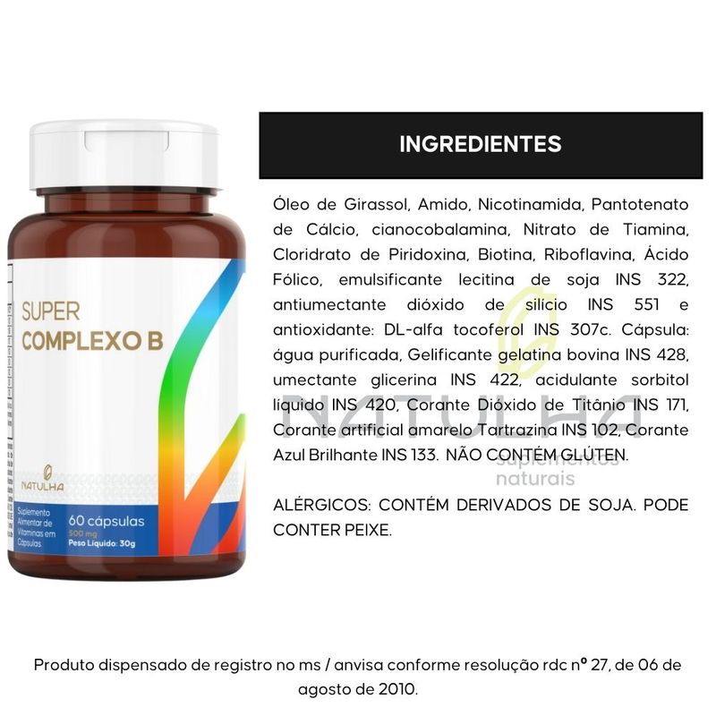 Kit 2x Super Complexo B - 60 Cápsulas - Natulha