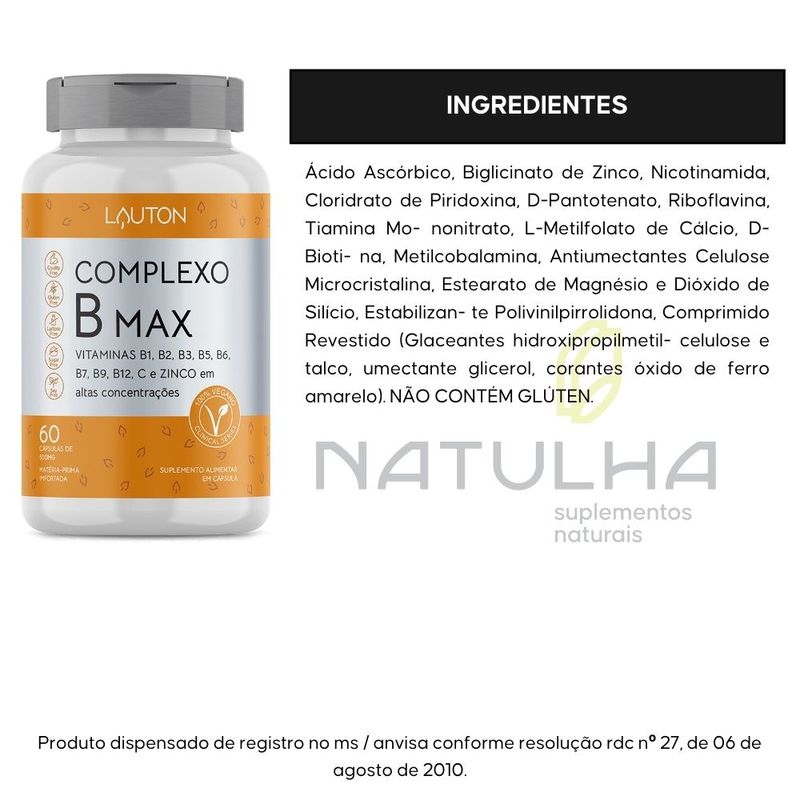 Complexo B Max - 60 Comprimidos - Lauton