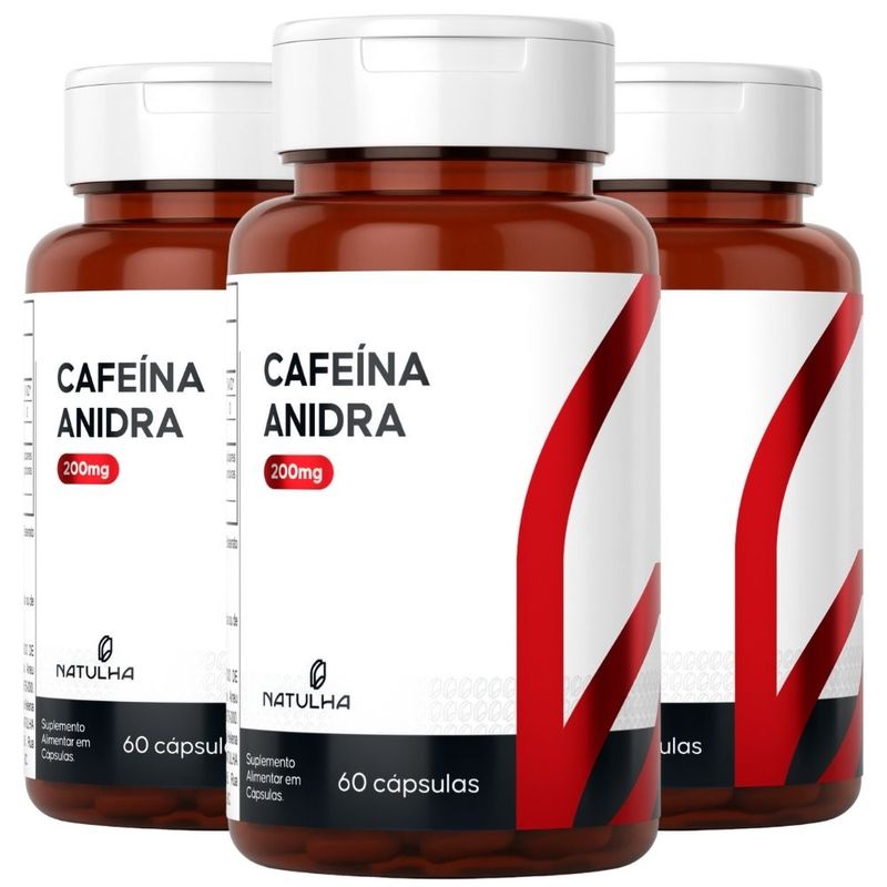 Kit 3x Cafeína Anidra Pura - 60 Cápsulas - Natulha