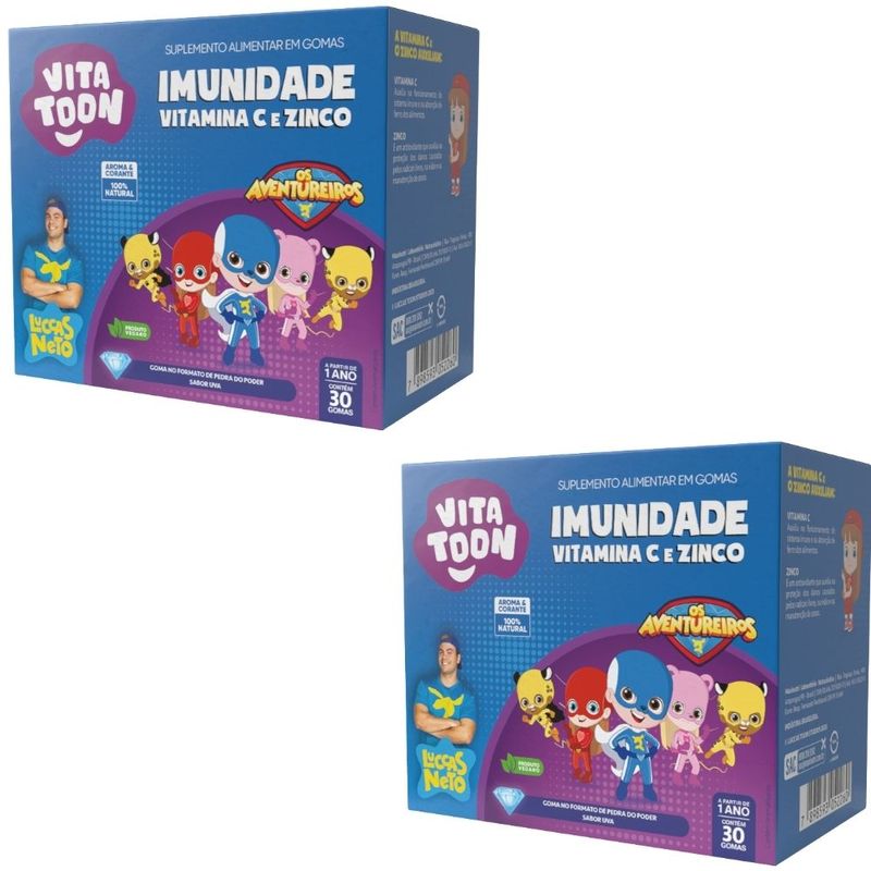 KIT 2X Vitamina C + Zinco Kids Imunidade Vitatton Luccas Neto - 30 gomas - Maxinutri