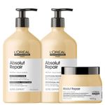 L'Oréal Professionnel Absolut Repair Gold Quinoa Shampoo 750ml - Condicionador 750ml - Máscara 500g