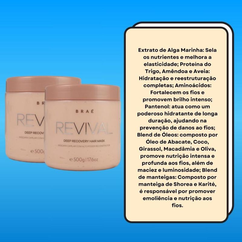Braé Revival Kit 2 Máscara de Reconstrução 500g