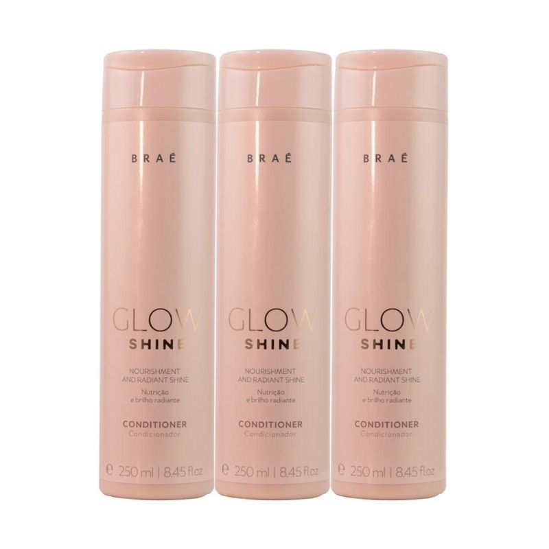 Braé Glow Shine Nutrição e Brilho Kit 3 Condicionador 250ml