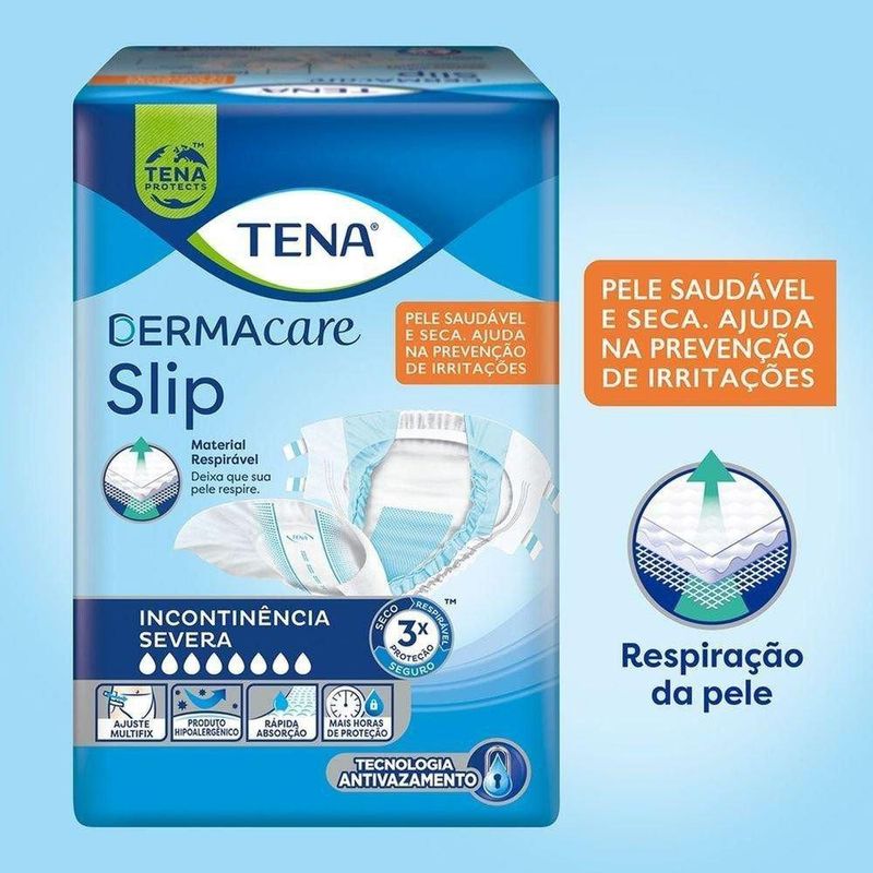 Tena - Fralda Geriátrica Slip Dermacare - G Leve 32 Pague 28 Unidades