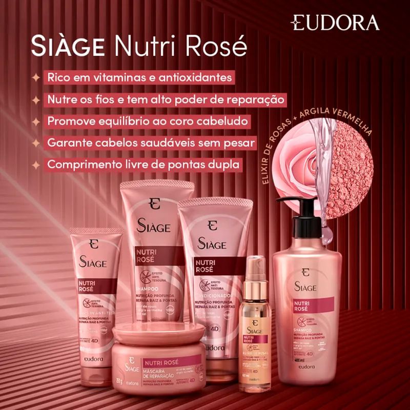 Shampoo - Eudora Siage Nutri Rose Refil - 400ml