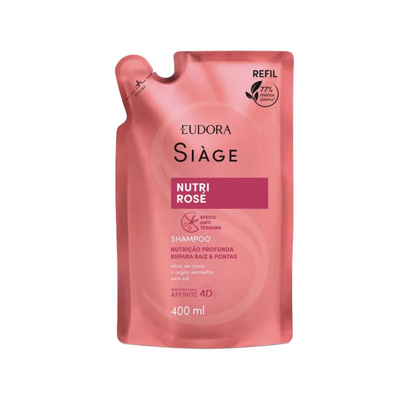 Shampoo - Eudora Siage Nutri Rose Refil - 400ml