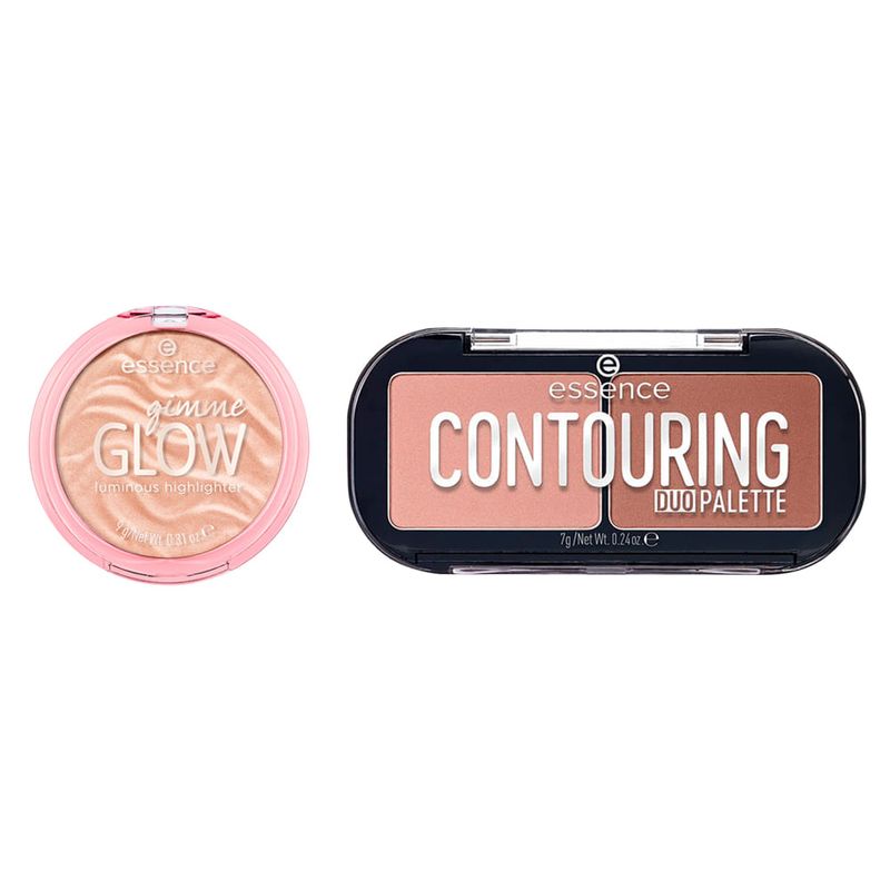 Kit Essence - Paleta de Contorno Matte Contouring Duo 7g + Iluminador Compacto em Pó Gimme Glow 10 Nude 9g