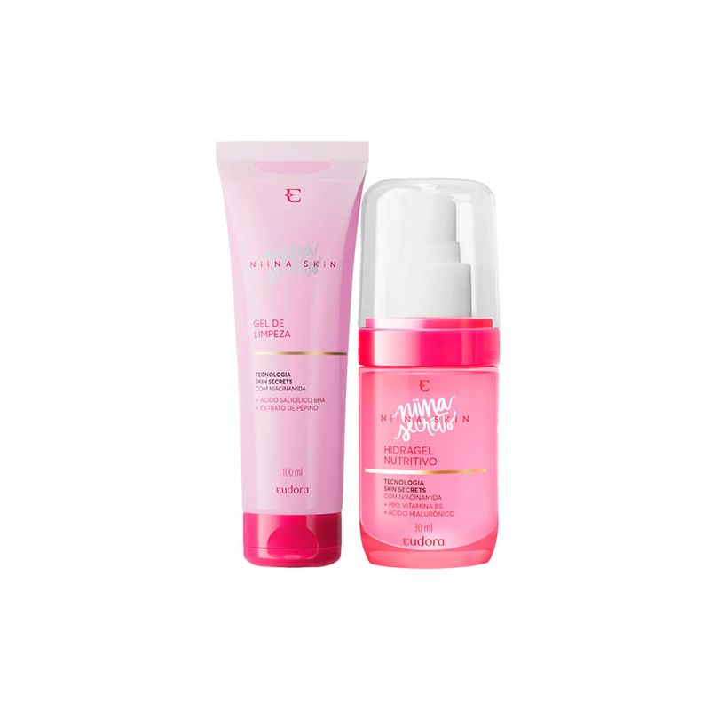 Kit Eudora Niina Secrets Skin - Gel Limpeza Facial 100ml + Gel Hidratante Nutritivo 30ml