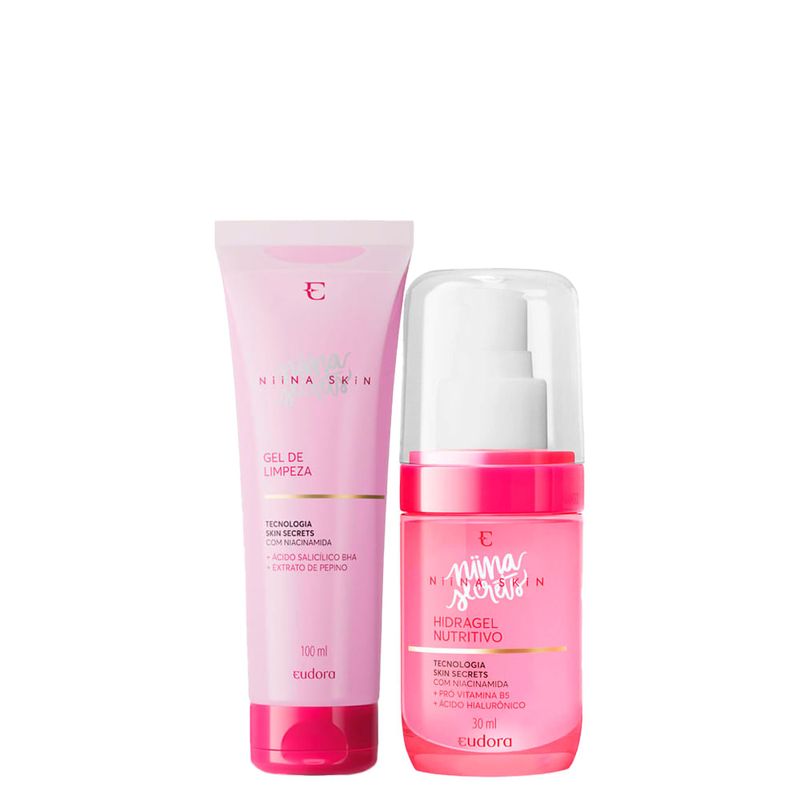 Kit Eudora Niina Secrets Skin - Gel Limpeza Facial 100ml + Gel Hidratante Nutritivo 30ml