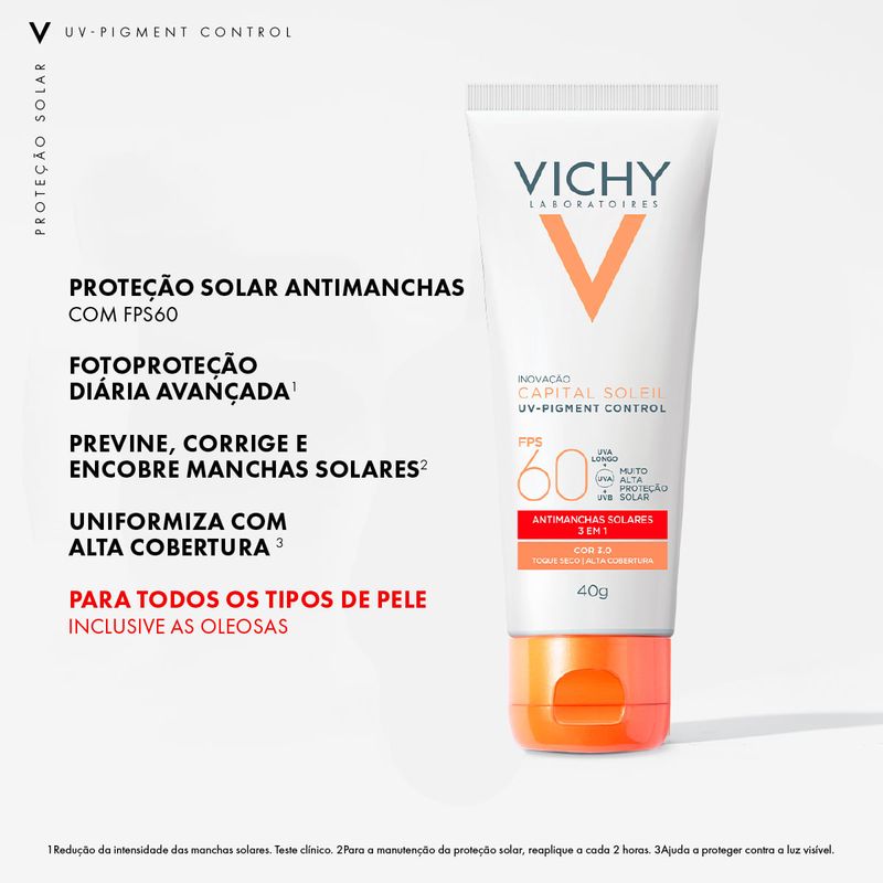 Protetor Solar Vichy Capital Soleil - Facial Antimanchas UV-Pigment Control FPS 60 30 40g