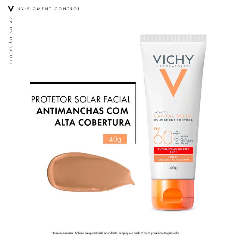 Protetor Solar Vichy Capital Soleil - Facial Antimanchas UV-Pigment Control FPS 60 30 40g