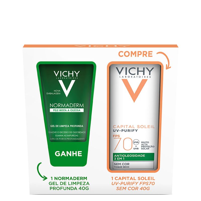 Vichy - Kit Protetor Solar Facial Capital Soleil UV-Purify FPS 70 Sem Cor 40g + Gel Limpeza Normaderm 40g