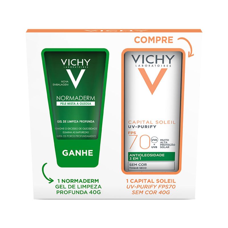 Vichy - Kit Protetor Solar Facial Capital Soleil UV-Purify FPS 70 Sem Cor 40g + Gel Limpeza Normaderm 40g