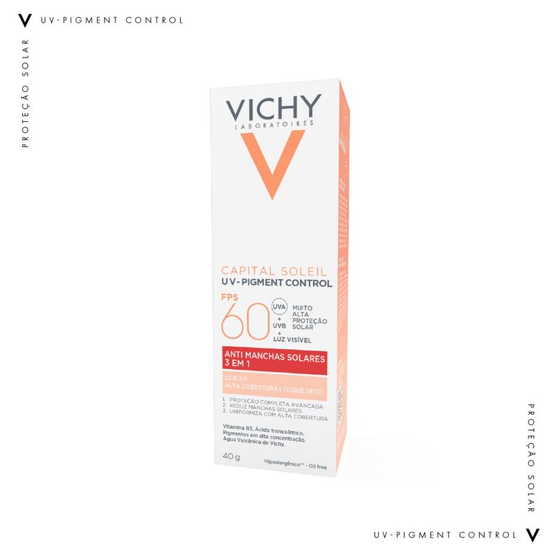 Vichy - Protetor Solar Facial Antimanchas Capital Soleil UV-Pigment Control FPS 60 - 40g