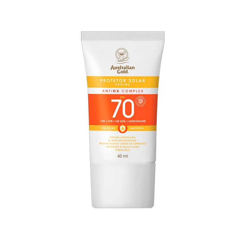 Protetor Solar Facial Australian Gold Antiox Complex Ultrafluido FPS70 - 40ml