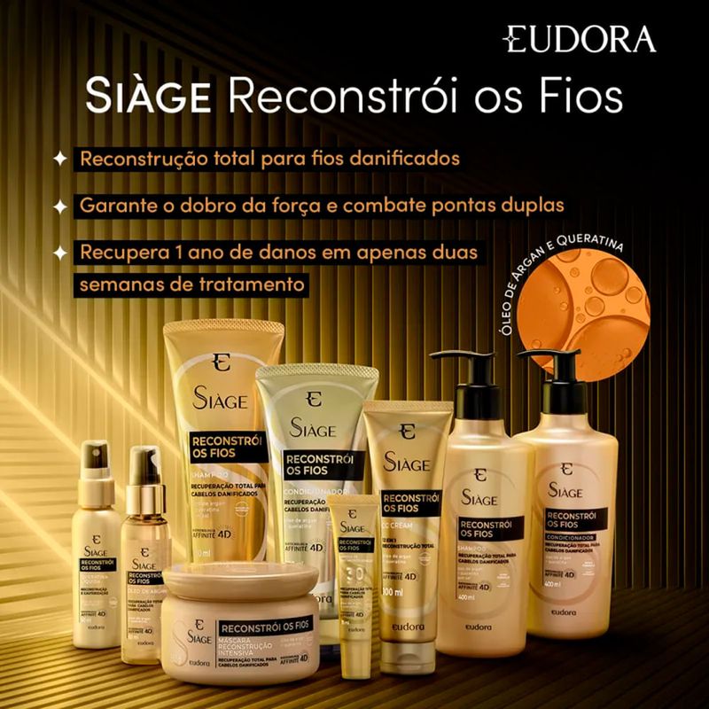 Shampoo Eudora Siàge Reconstrói os Fios Refil 400 ml
