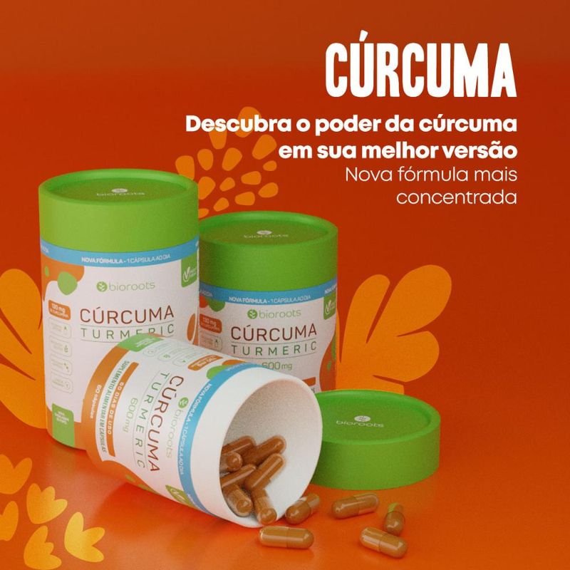 Cúrcuma Turmeric 600mg com 30 Cápsulas - Bioroots