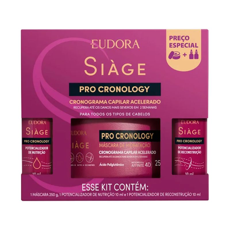 Kit Cronograma Capilar - Eudora Siàge Pro Cronology - 3 Produtos + Leave-in 100ml