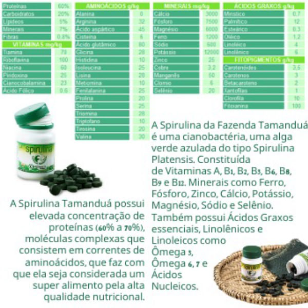 2x Spirulina Orgânica 180g - Fazenda Tamanduá