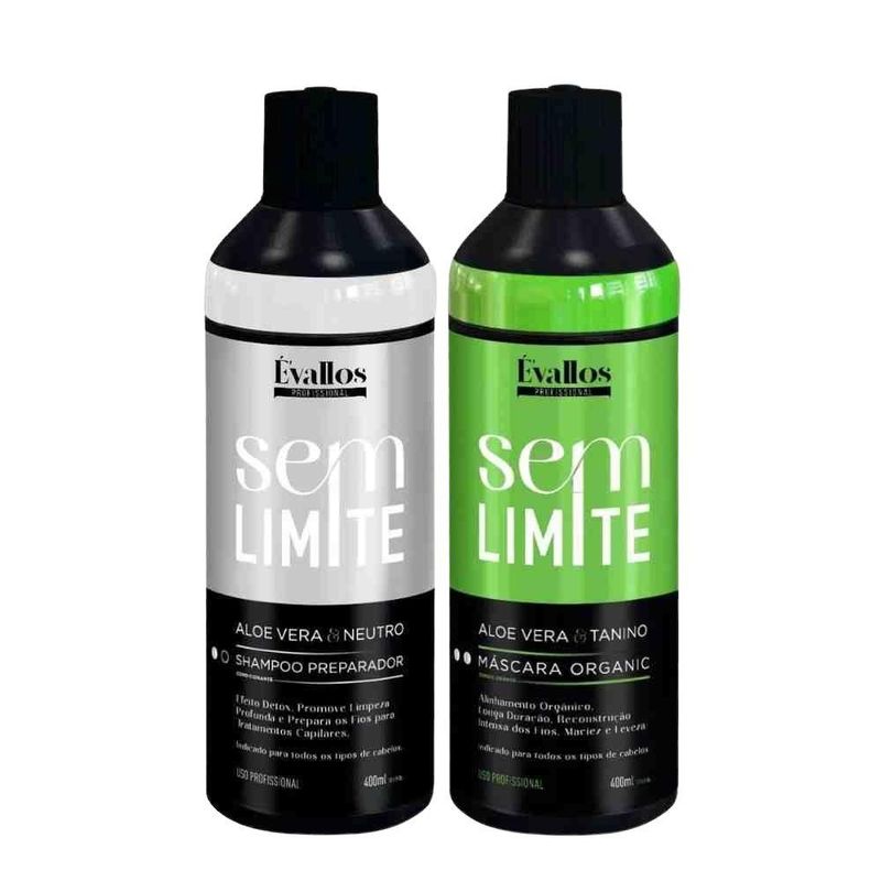 Kit Évallos Profissional - Progressiva Organic + Shampoo Antirresíduo Sem Limite - 2x400ml