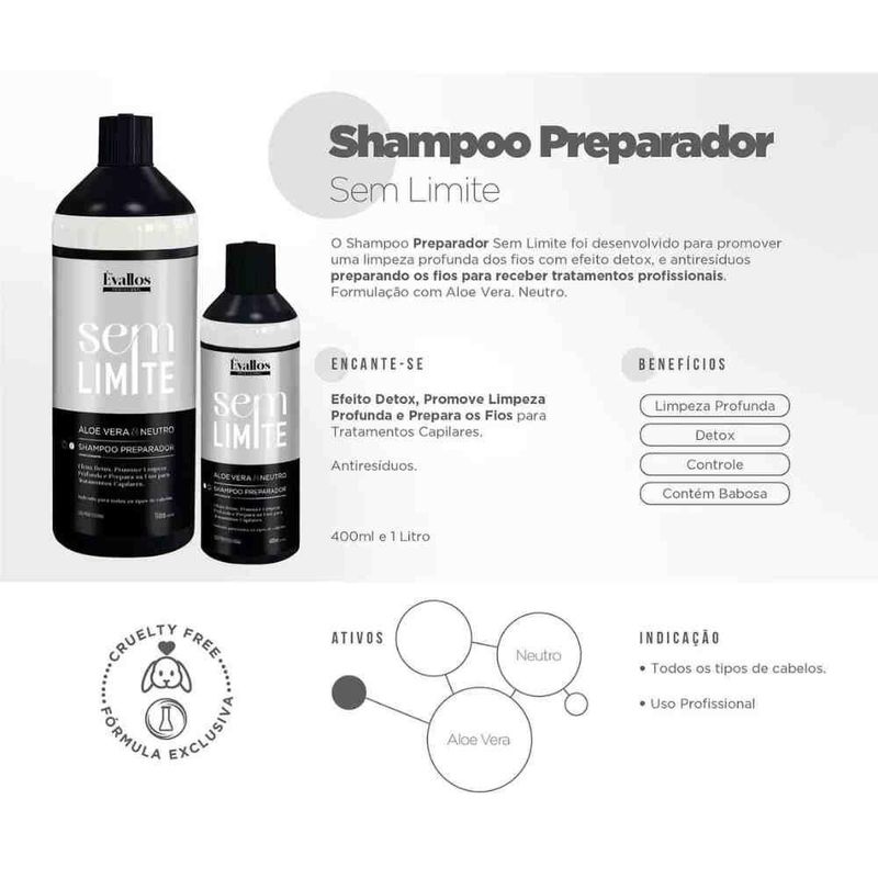 Kit Évallos Profissional - Progressiva Organic + Shampoo Antirresíduo Sem Limite - 2x400ml