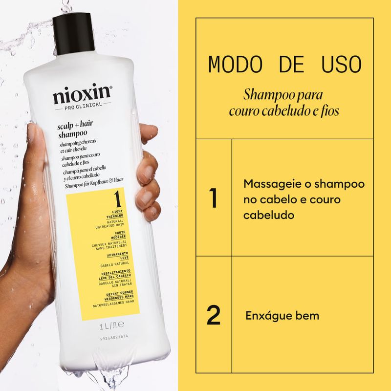 Shampoo 1000ml - Nioxin - Sistema 1 Cabelo Natural Afinamento Leve