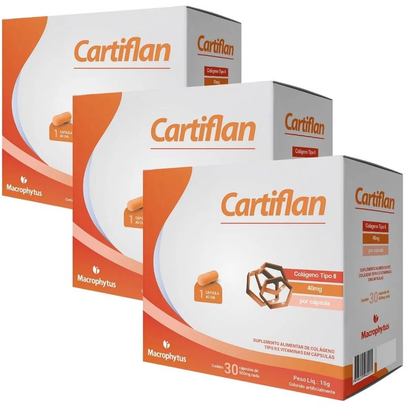 Macrophytus - Kit 3x Cartiflan Colágeno Tipo 2 + Vitaminas - 30 Cápsulas